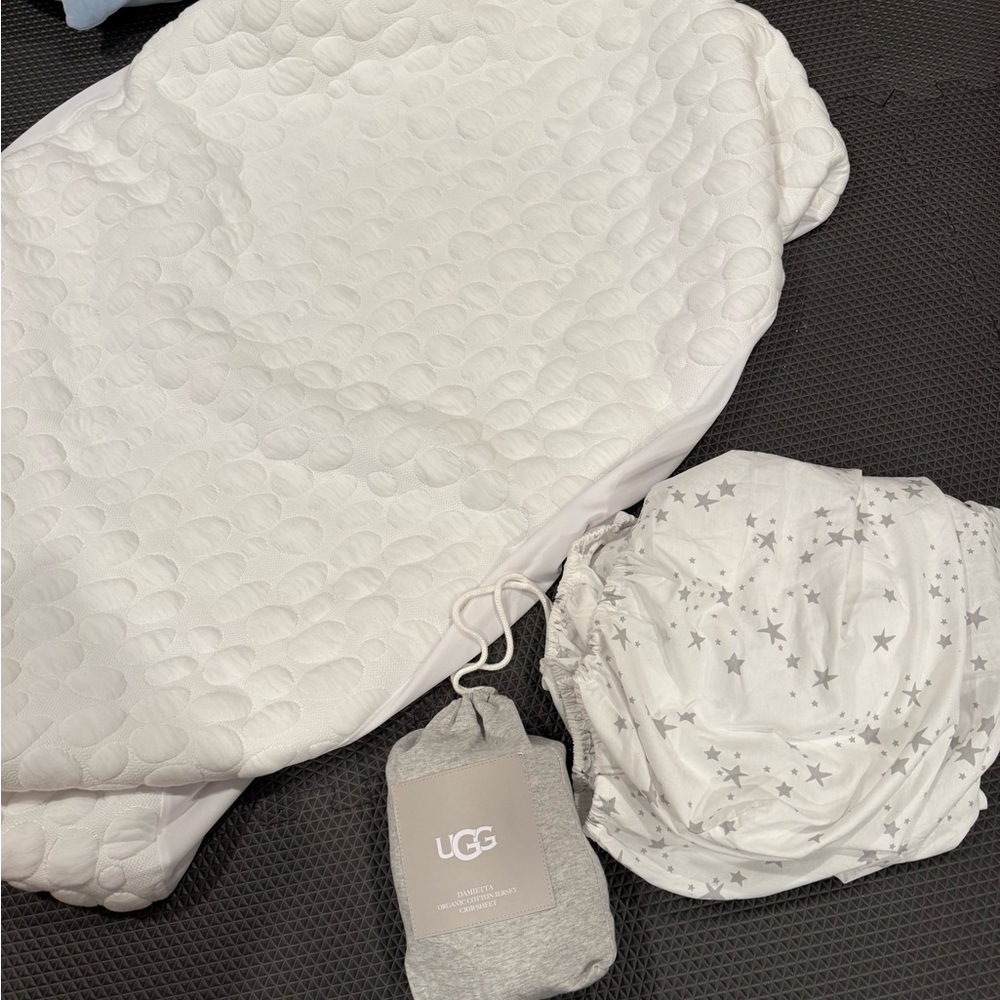 UGG Gray Organic Cotton Crib Sheet